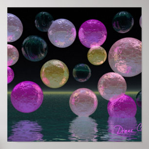 Poster Bijoux de nuit - magenta et brillant noir