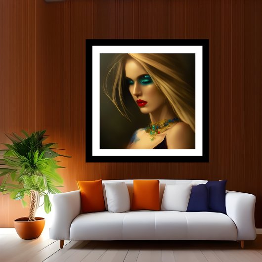 Poster Bijoux en or bronze Blonde femmes bleu imaginaire 