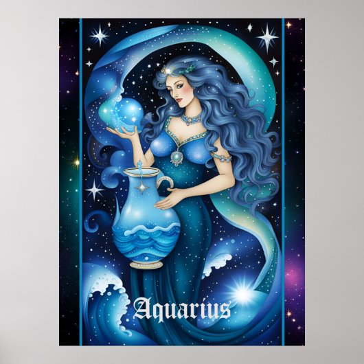 Poster Bijoux Galaxie Zodiac Aquarius (Devant)