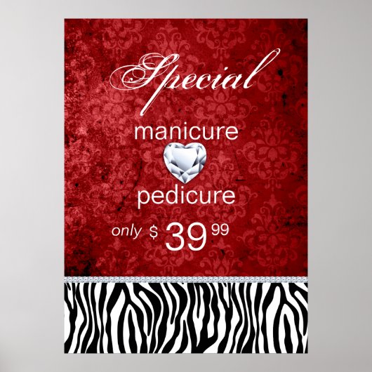 Poster Bijoux vente Damask Salon Zebra Valentine's (Devant)