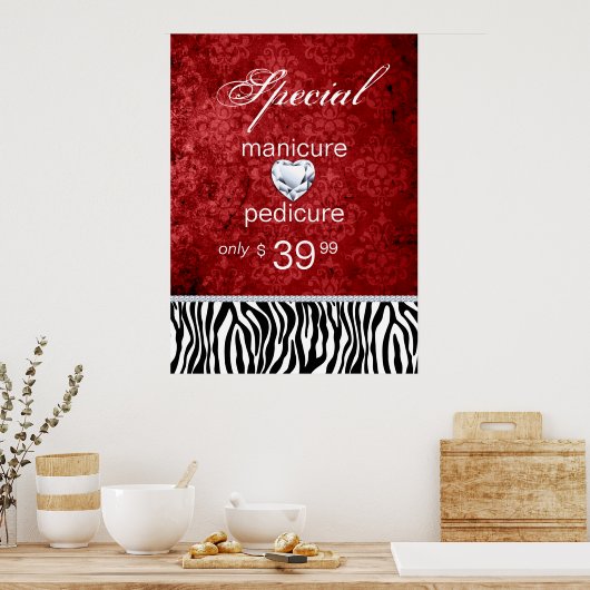 Poster Bijoux vente Damask Salon Zebra Valentine's (Cuisine)