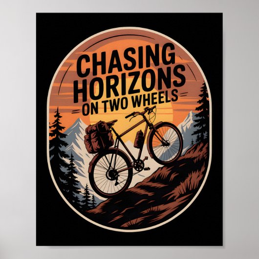 Poster Bikepacking Outdoor Mountain Biking Chasing Horizo (Devant)