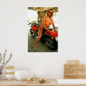 Poster Biker Babe - Blond Bikini Babe (Cuisine)