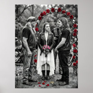 Poster Biker Gothic Wedding Skull Rose Arch Selective