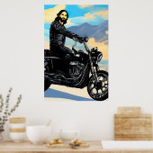 Poster Biker Jesus Christ sur l'art Abstrait moto (Cuisine)