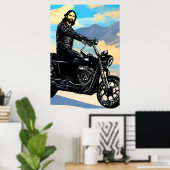 Poster Biker Jesus Christ sur l'art Abstrait moto (Bureau à domicile)
