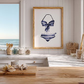 Poster Bikini rayé de la Marine vintage