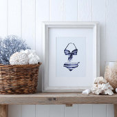 Poster Bikini rayé de la Marine vintage