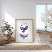 Poster Bikini rayé de la Marine vintage