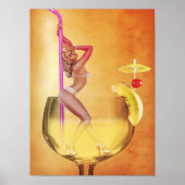 Poster Bikini Woman Inside Cocktail Glass Wall Art, Retro (Devant)