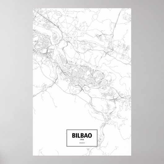 Poster Bilbao, Espagne (noir sur blanc) (Devant)