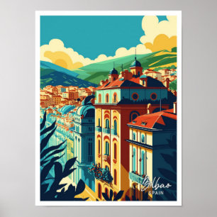 Poster Bilbao Espagne Voyage Vintage Illustration