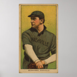 Poster Bill Bernhard, équipe de Nashville, carte de baseb