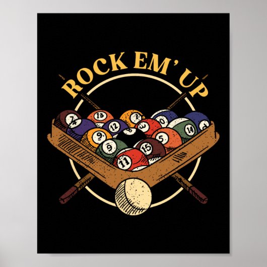 Poster Billard Ball Rack Stick Cue Billiard Player Snoo (Devant)