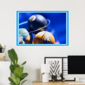 Poster Billard bleu (Bureau à domicile)