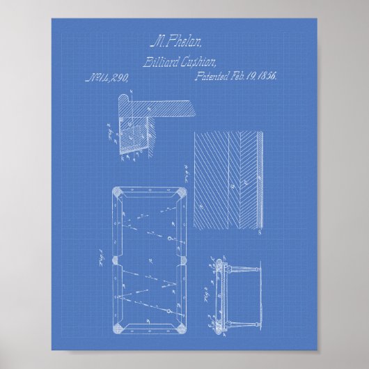 Poster Billard coussin de table 1856 Brevet Art - Plan di (Devant)