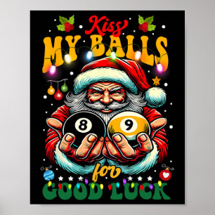 Poster Billard de Noël Drôle Embrasse Mon Pour Bonne Chan