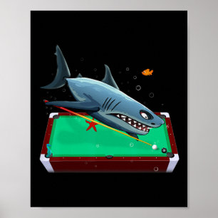 Poster Billard de requin de piscine 8 9 Ball Stright Caro