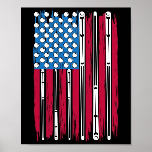 Poster Billard Et Drapeau Américain Fabriqué Pour Un Bill (Devant)