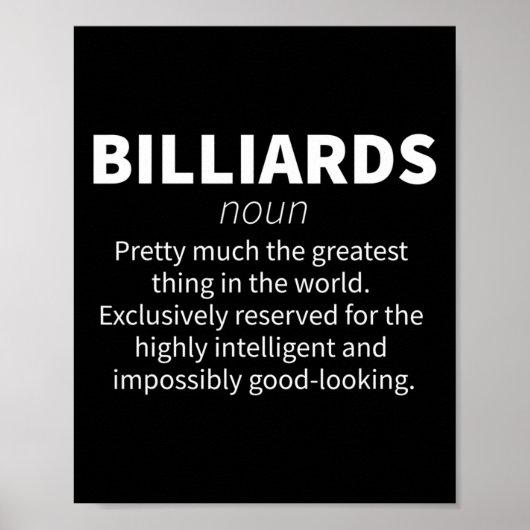 Poster Billard Funny Définition Pool Snooker Player Gif (Devant)