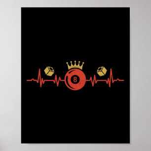 Poster Billard Heartbeat 8 Ball Pool Player Billiard Sh