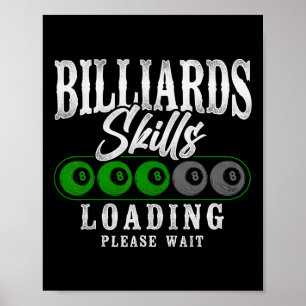 Poster Billard Joueur Bal 8 Bal Vintage Billard
