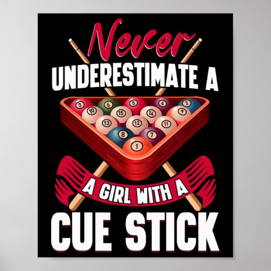 Poster Billard Joueuse de table Snooker Pyramide Billia (Devant)