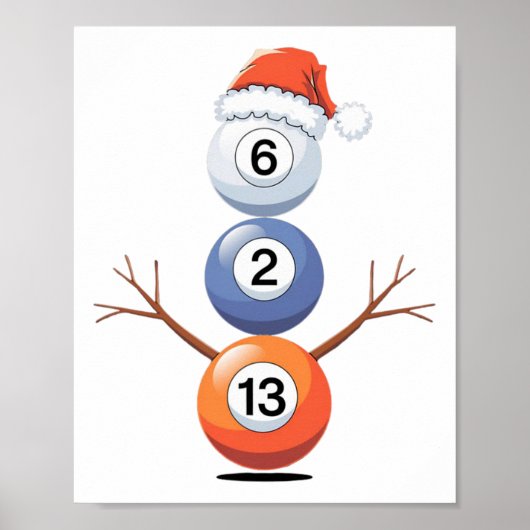 Poster Billard Noël Snowman Avec Table De Billard (Devant)