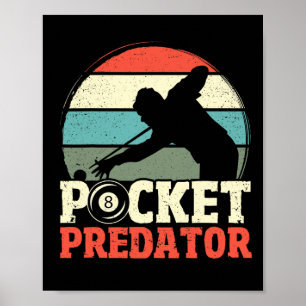 Poster Billard Pocket Predateur 8 Ball Drôle Hommes Rétro