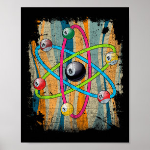 Poster Billard Pool Hall Sports Bar Atom Tir 8 Bal