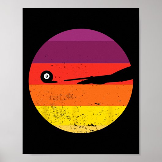 Poster Billard rétro Silhouette Pool Table Snooker Pyra (Devant)