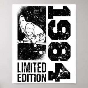 Poster Billard Snooker-game Vintage 1984 Birthday Pool-