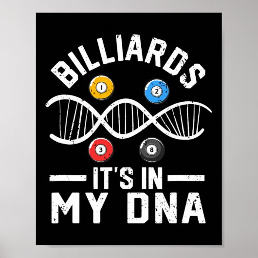 Poster Billard Son Dans Mon Dna Funny Pool Billard Joueur (Devant)