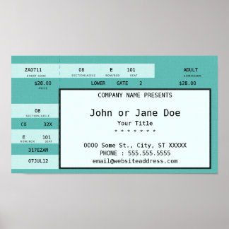Poster Billet concert turquoise