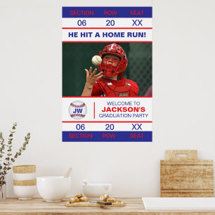 Poster Billet d'admission au baseball de fin d'études Adm