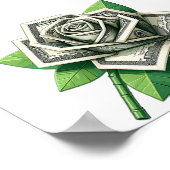 Poster billet de cent dollars origami art rose (Coin)