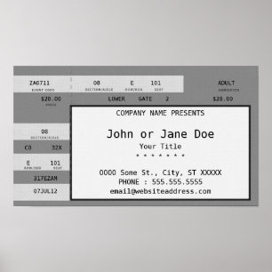 Poster billet de concert gris