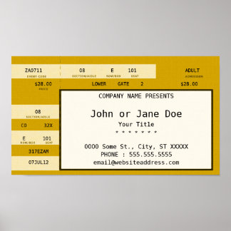Poster billet de concert jaune