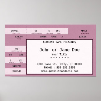Poster billet de concert rose