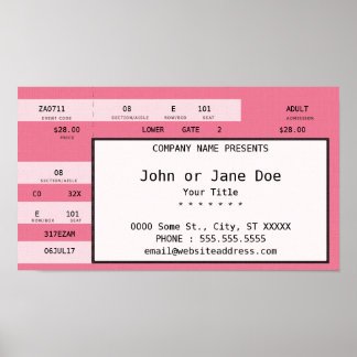 Poster billet de concert rose