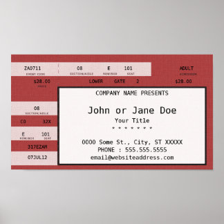 Poster billet de concert rouge