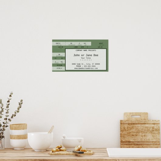 Poster billet de concert vert (Cuisine)