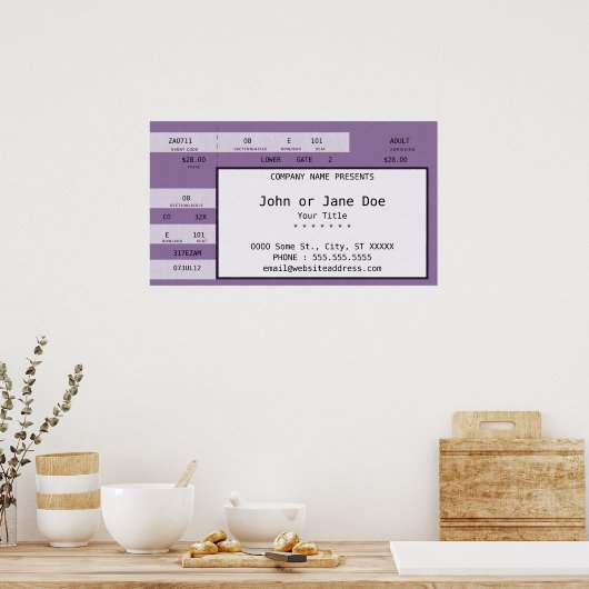 Poster billet de concert violet (Cuisine)