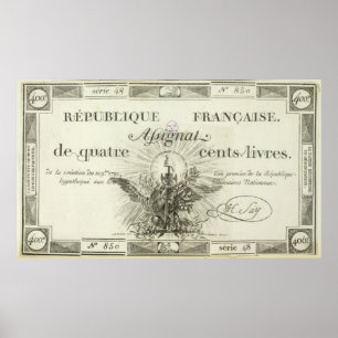Poster Billet de quatre cent livres, 21 septembre 1792