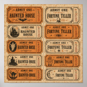 Poster Billets de Carnaval d'Halloween Vintage Admettent