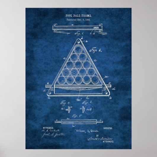 Poster Billiard Ball Brevet Art #3 Rec Room Wall Art (Devant)