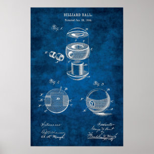 Poster Billiard Balls Patent Art #2 Pool Room Decor