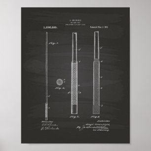 Poster Billiard Cue 1919 Patent Art - Chalkboard