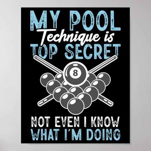 Poster Billiard Funny My Pool Technique Joueur de billard (Devant)