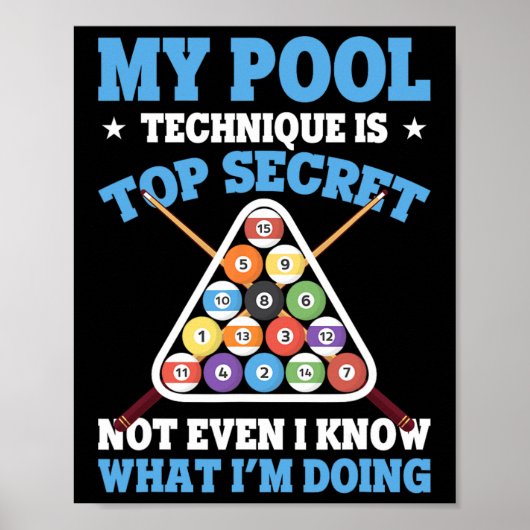 Poster Billiard Funny Pool Player Ma Technique De Pool Es (Devant)